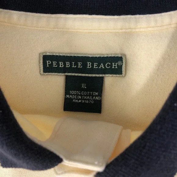 Pebble Beach Polo Shirt Vintage Pebbles Beach 1919 Logo Classic Mens XL Yellow - Picture 3 of 9